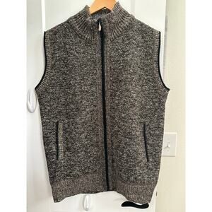 Mens Full Zip Sweater Vest Gray Casual Warm Outdoorsy Fleece Lined Jacket LARGE